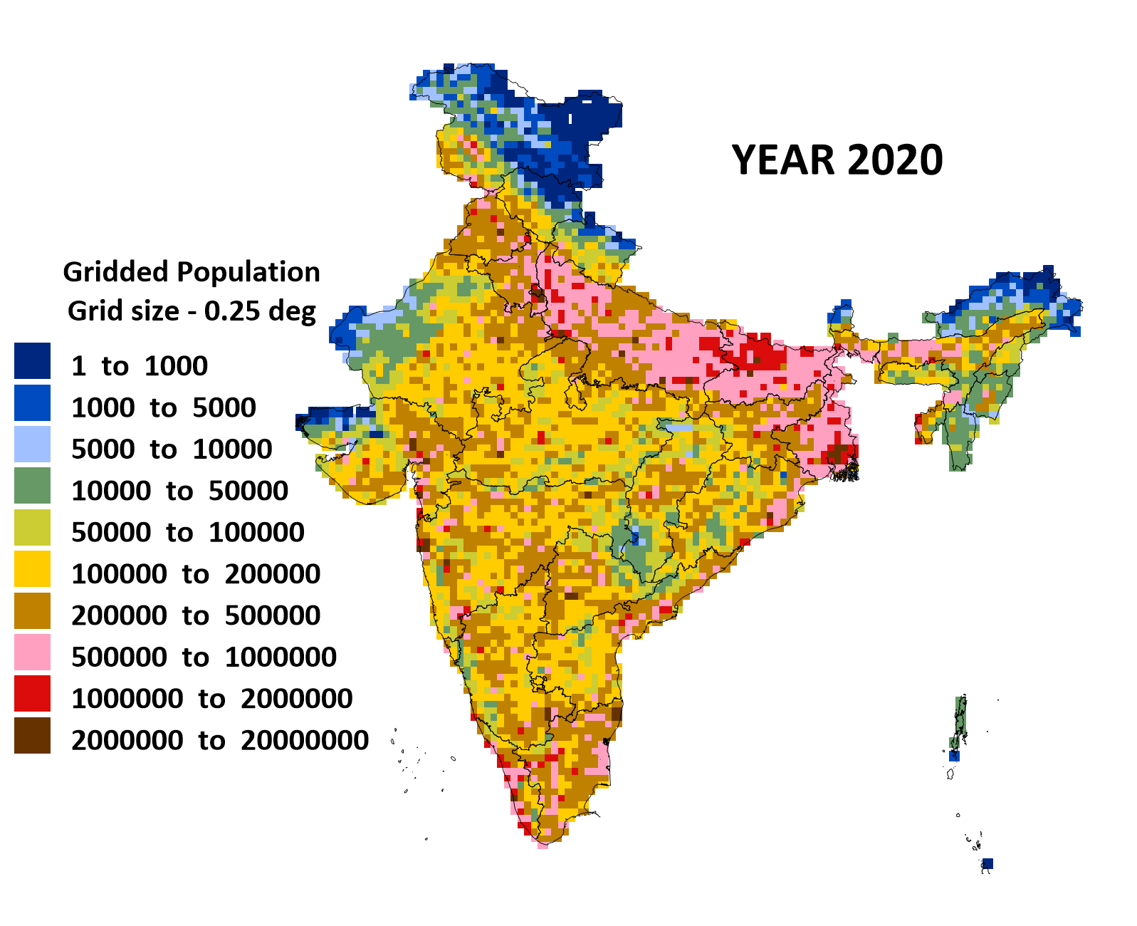 India Gridded Population For 2011 2050 UrbanEmissions Info   India Pop 2020 